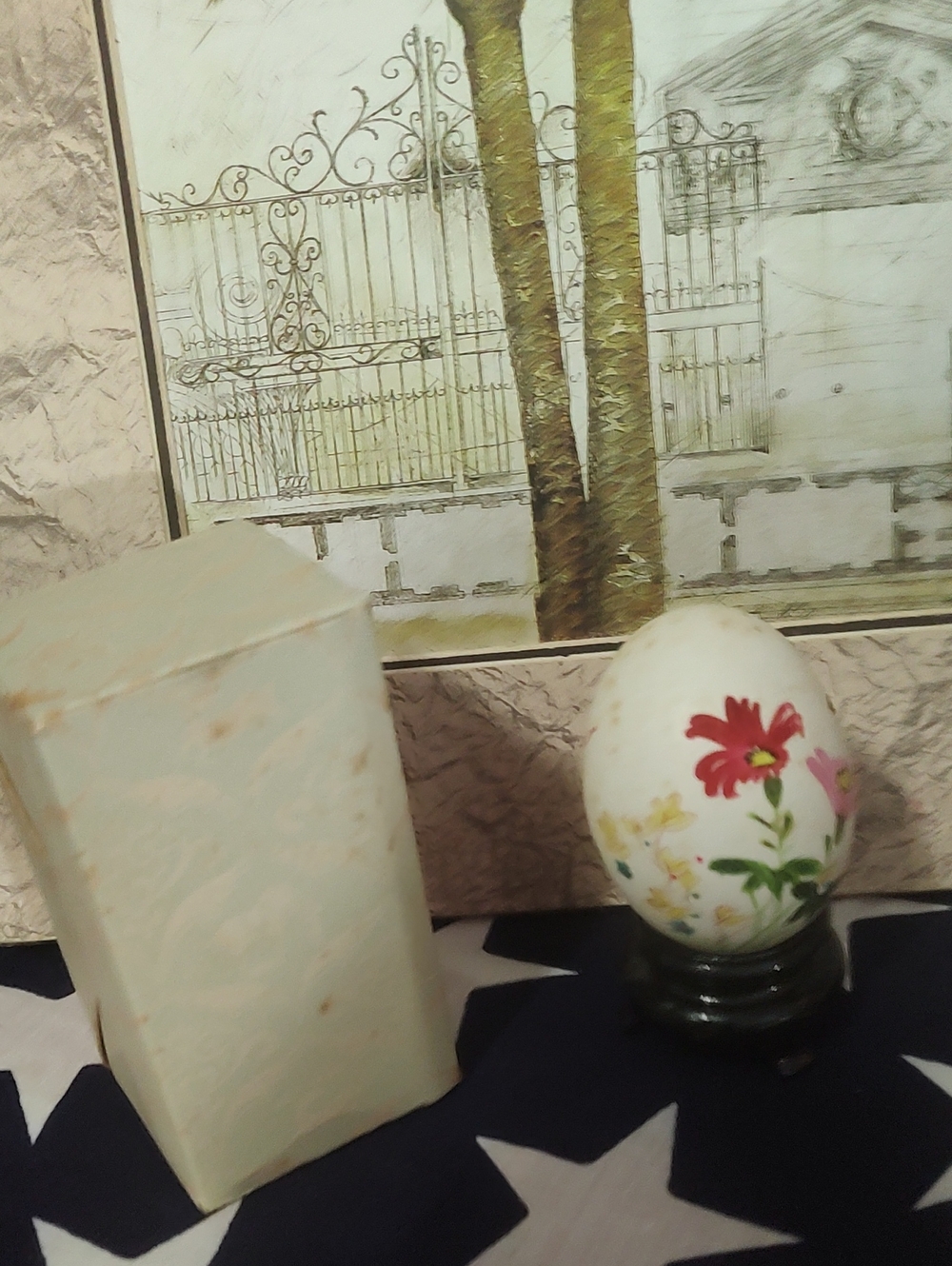 Vintage/Hand-Painted Floral Decorative Egg with Stand - Picture 6 of 6